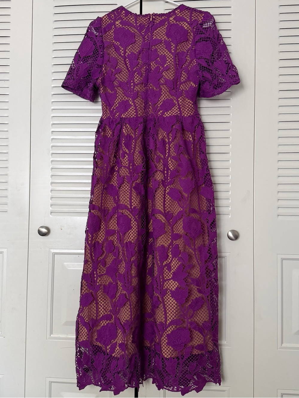 Dalia MacPhee Purple Floral Lace Midi Dress Size S - Picture 3 of 9